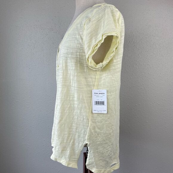 NWT We The Free Yellow V-Neck Distressed T-Shirt Size XS - Picture 5 of 8